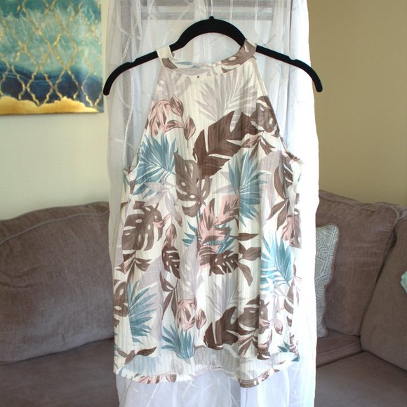 FLJ Studio Tops - FLJ Studio | Sleeveless Palm Leaf Blouse